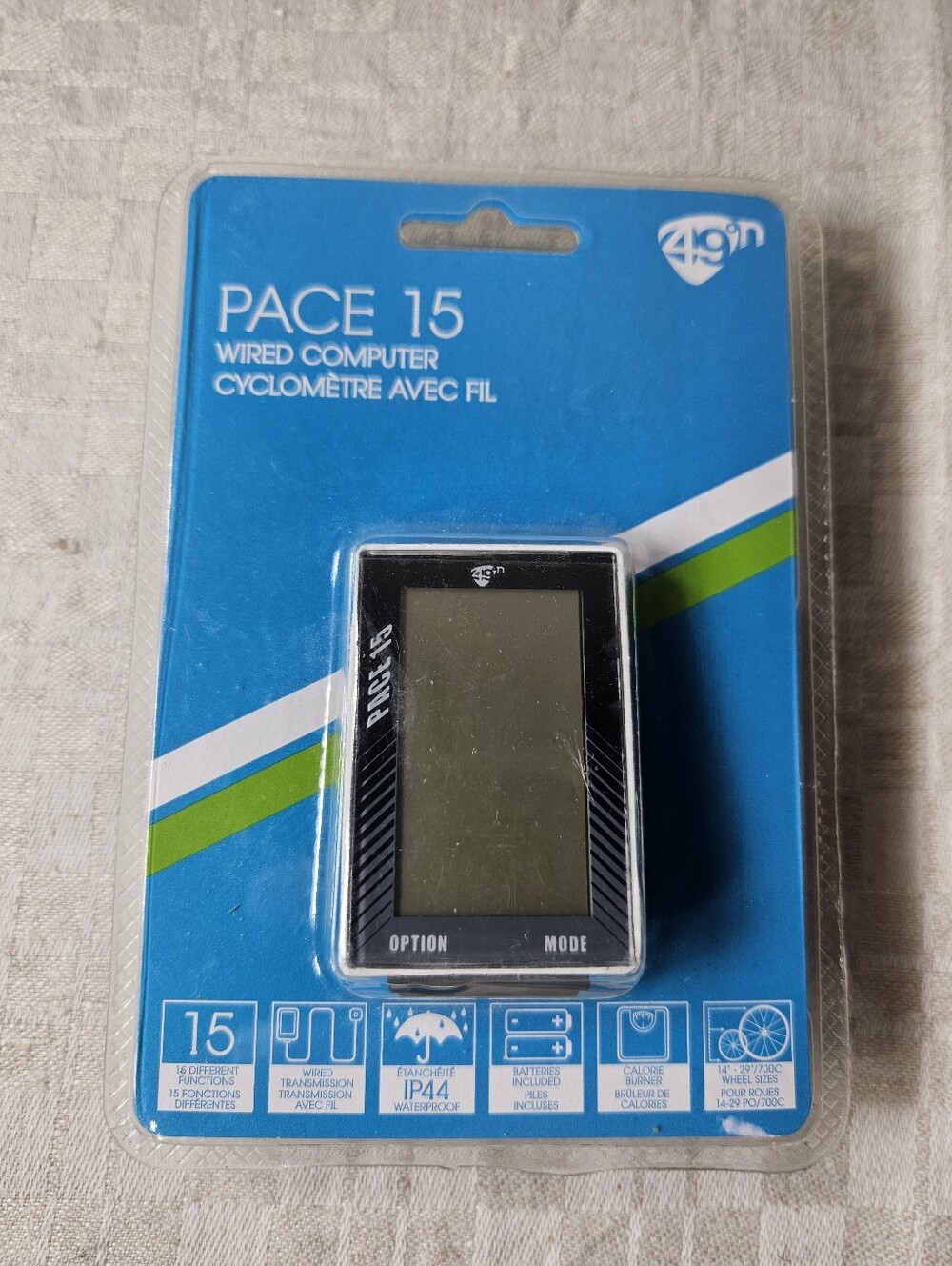 Pace 15 Bike Computer Wired Black and white 15 Function - New